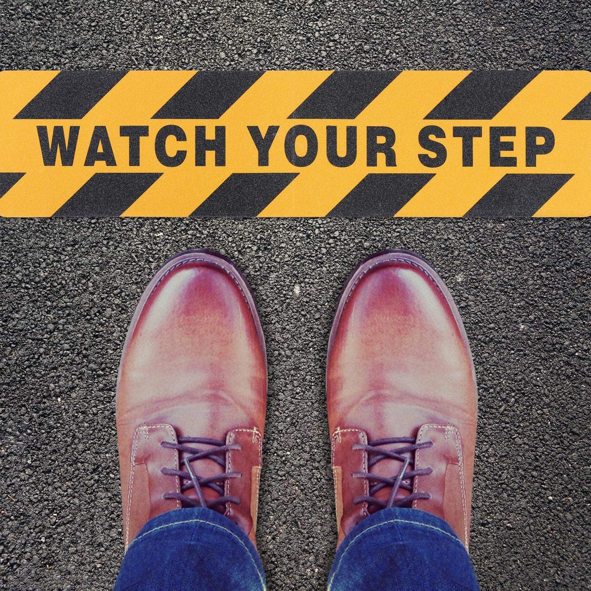 Self Adhesive Anti Slip/Anti Skid Strip. "WATCH YOUR STEPS" message LifeKrafts