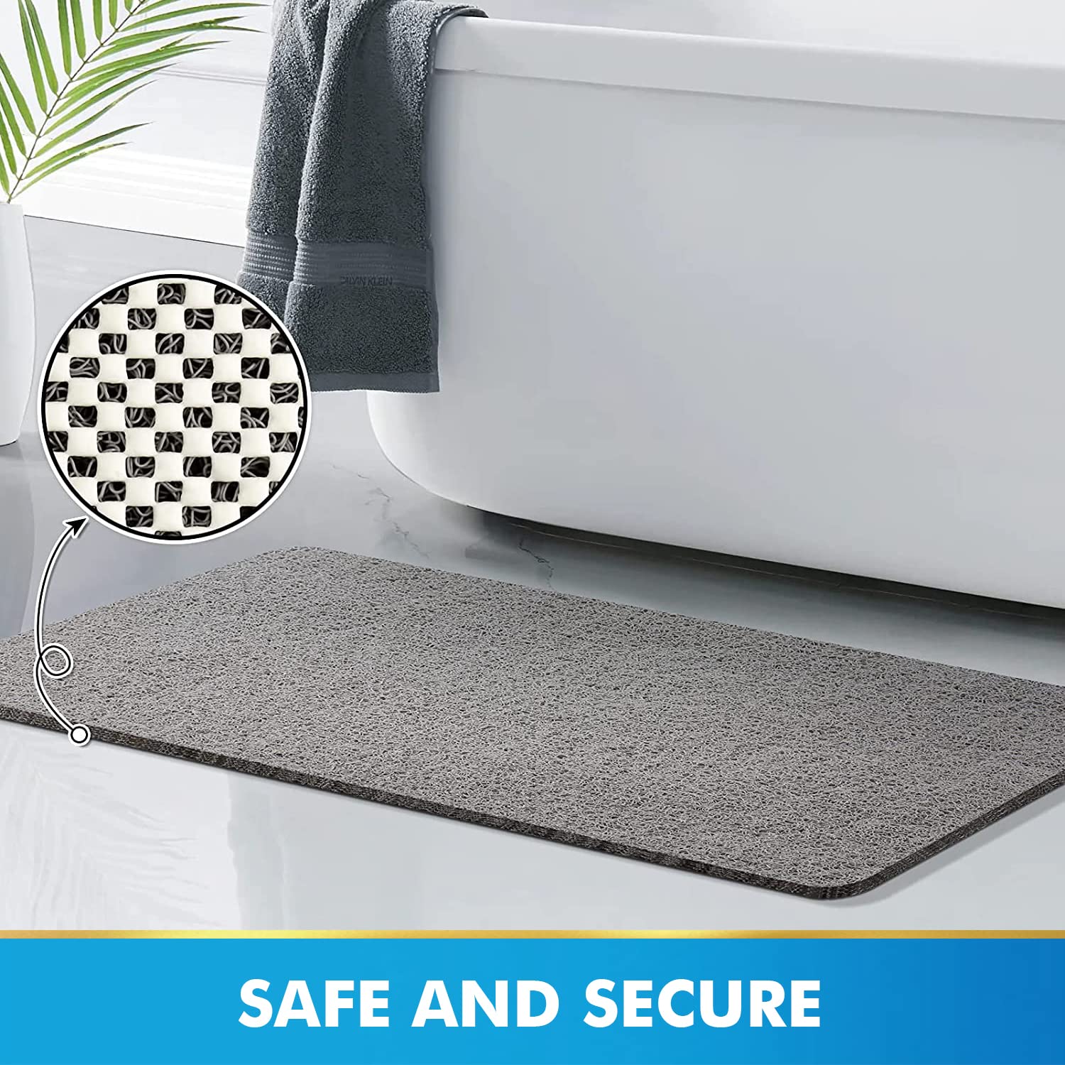 Dropship 28.34x16.73in Shower Mat Non-Slip Bath Mat With Drain Quick Drying  PVC Loofah Shower Mat For Bathroom Grey to Sell Online at a Lower Price