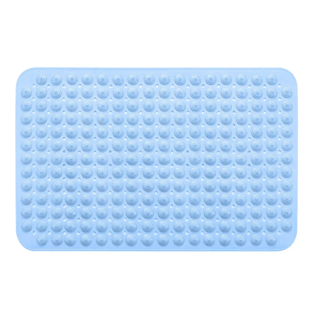 LifeKrafts blue anti-skid bath mat with Accu-Pebble textured surface for bathroom and shower use
