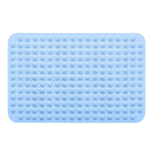 LifeKrafts blue anti-skid bath mat with Accu-Pebble textured surface for bathroom and shower use