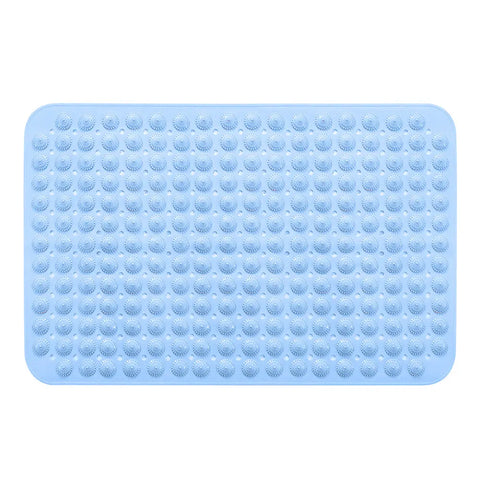 LifeKrafts blue anti-skid bath mat with Accu-Pebble textured surface for bathroom and shower use