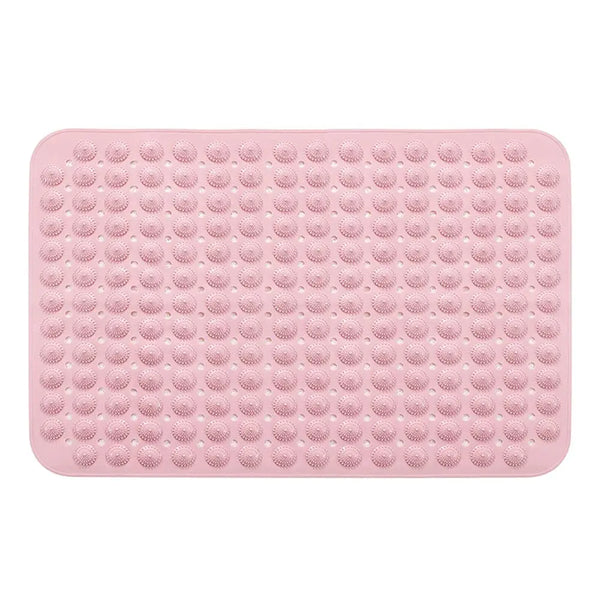 LifeKrafts pink anti-skid bath mat with Accu-Pebble textured surface for bathroom and shower use