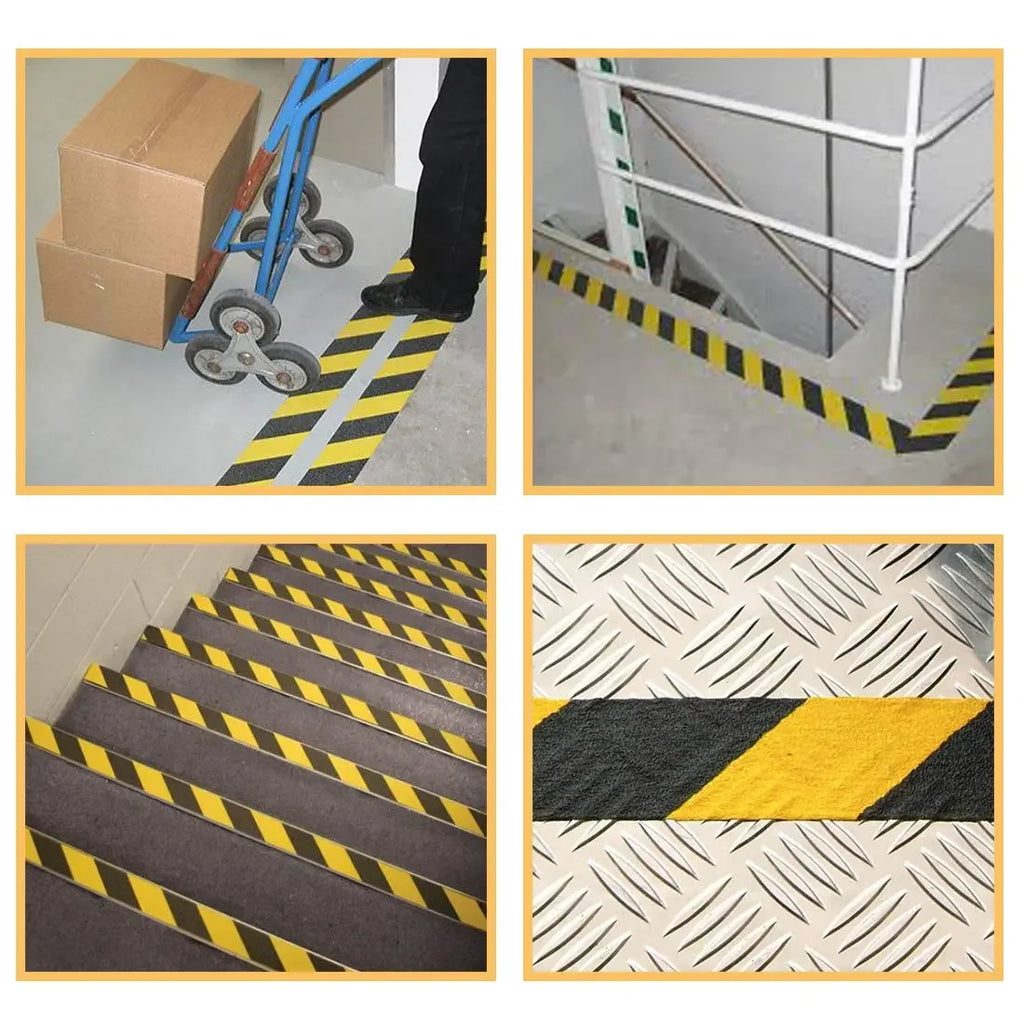 LifeKrafts yellow and black anti-skid tape for stairs walkways and hazard marking areas