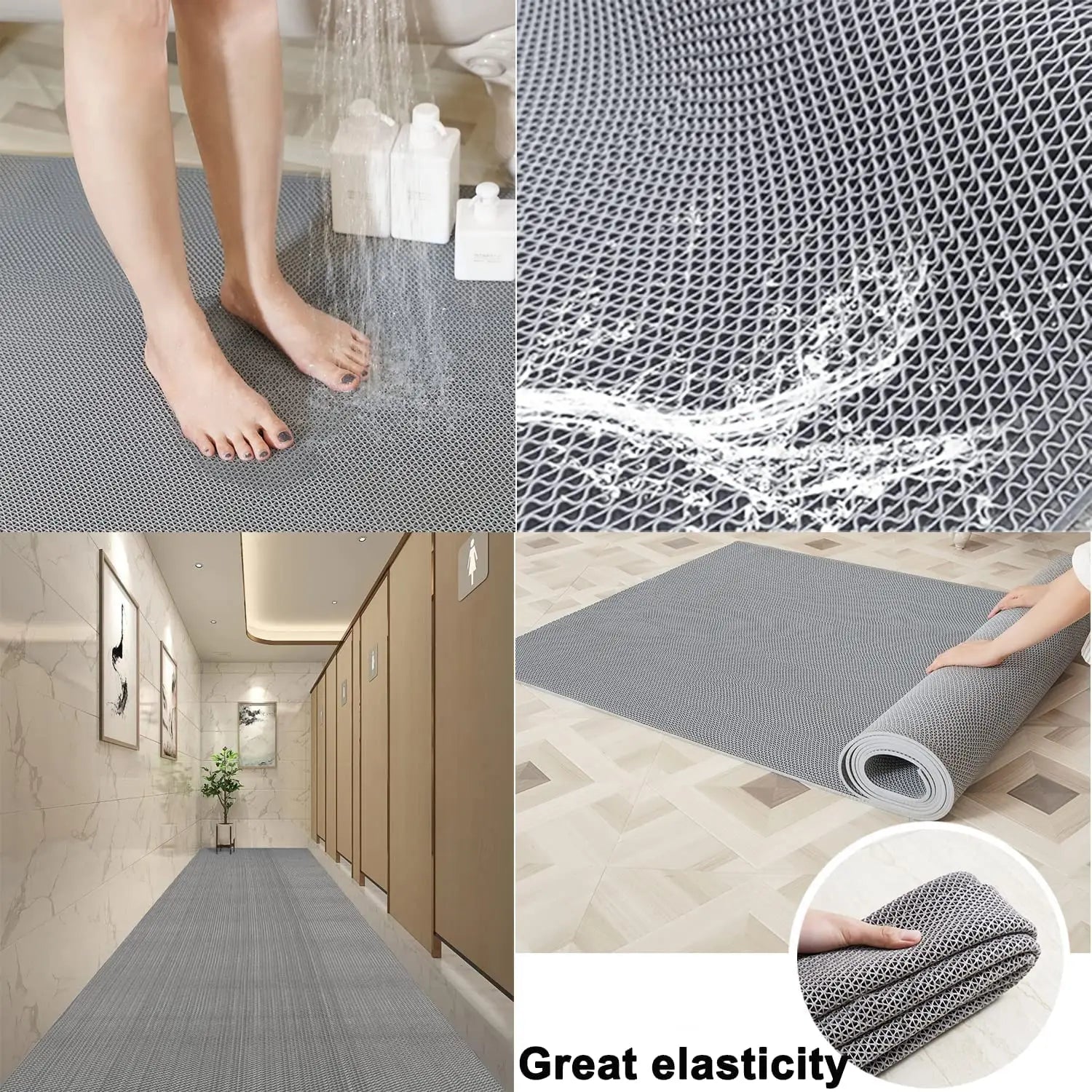 Anti-Skid mat Multipurpose Commercial PVC Floor Mat for Bathroom, Kitchen, Swimming Pool - Grey LifeKrafts