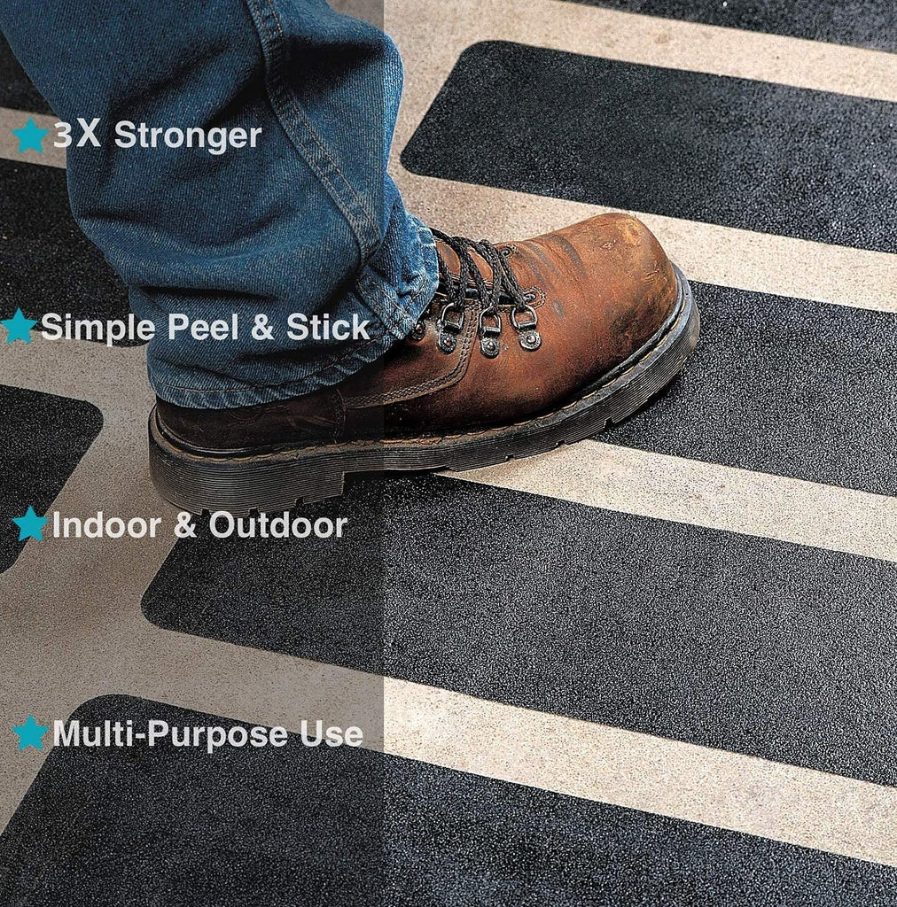 Black self-adhesive anti-skid strips for indoor and outdoor stairs and steps