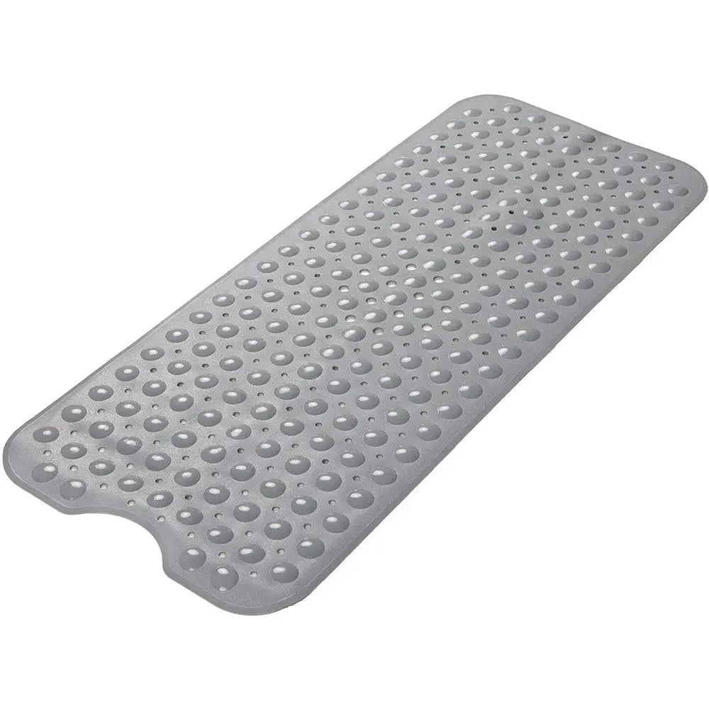 LifeKrafts grey soft pebble anti-slip shower bath mat with suction cups and drainage holes