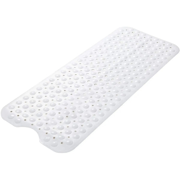 LifeKrafts white soft pebble anti-slip bath mat with drainage holes for bathroom and shower