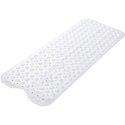 LifeKrafts white soft pebble anti-slip bath mat with drainage holes for bathroom and shower