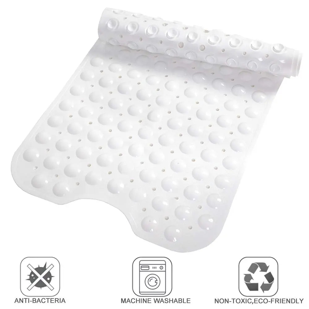 White soft pebble bath mat with flexible design for bathroom and shower use