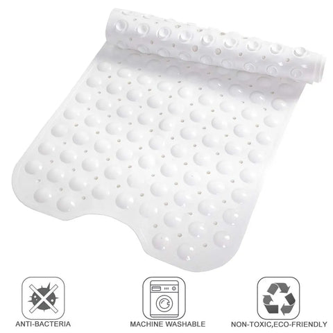 LifeKrafts white soft pebble anti-slip bath mat with drainage holes for bathroom and shower