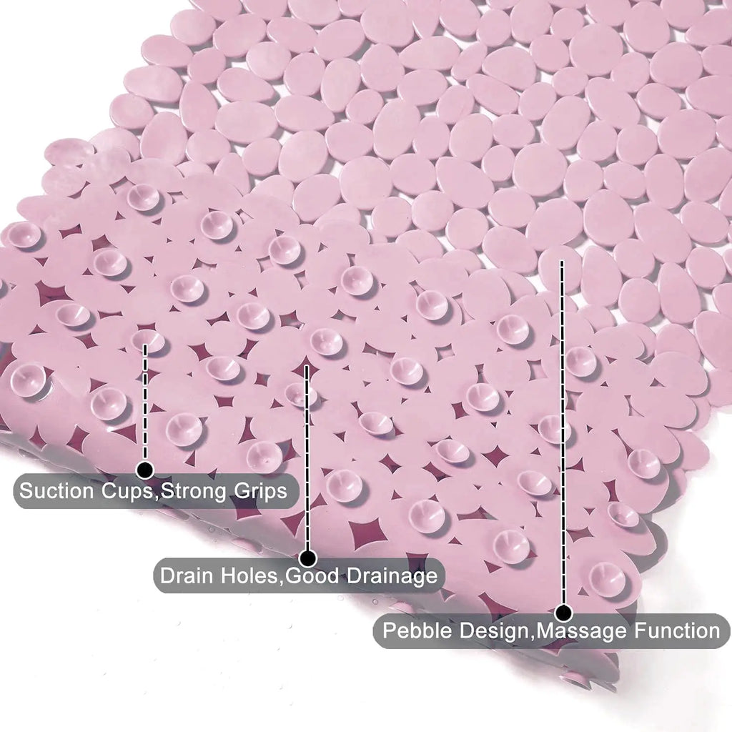 Anti-Slip Mat (Stone Pebble) for Bathroom Floor 88 x 40 cm (Pink) Pack of 1 LifeKrafts