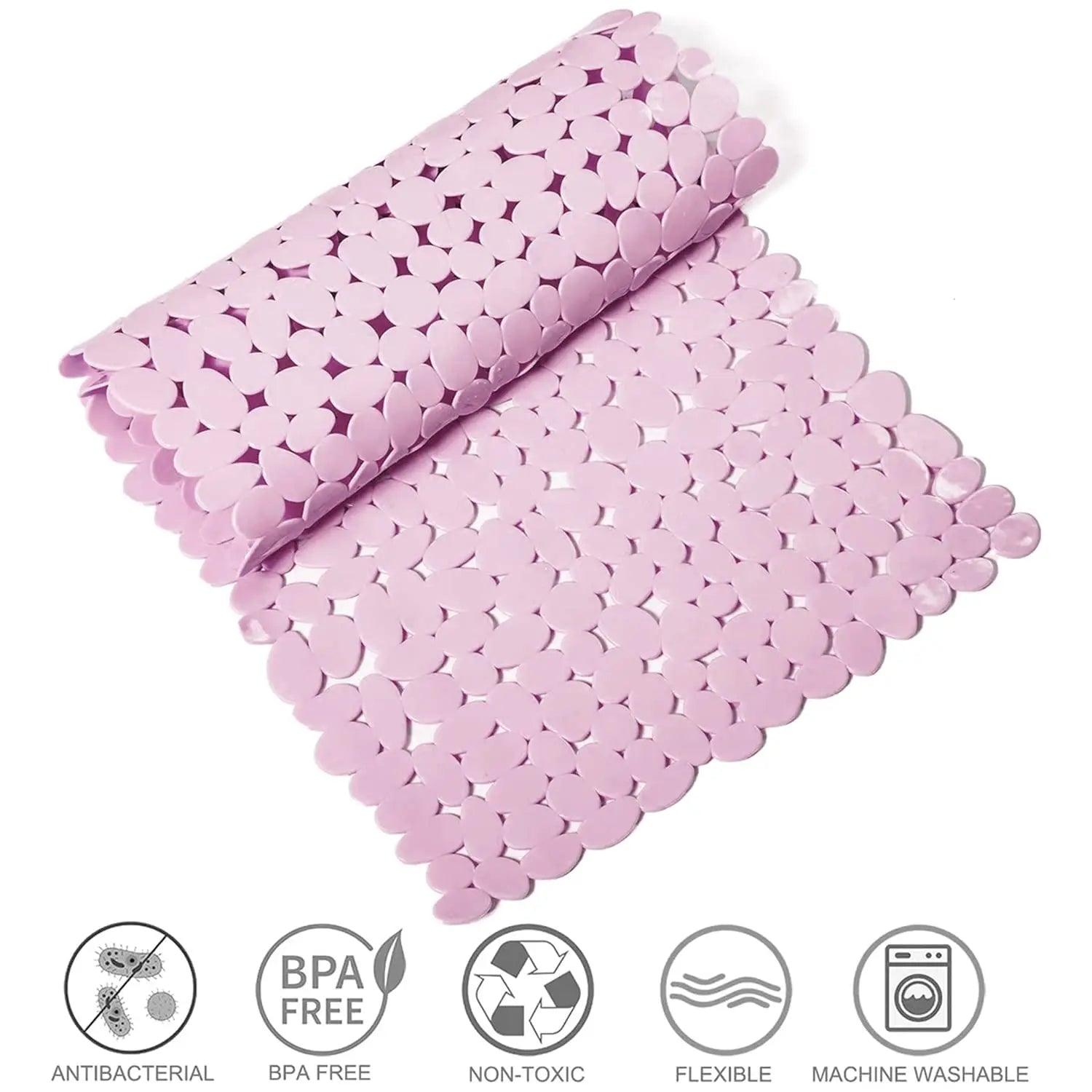 Anti-Slip Mat (Stone Pebble)  for Bathroom Floor 88 x 40 cm (Pink) Pack of 1 LifeKrafts