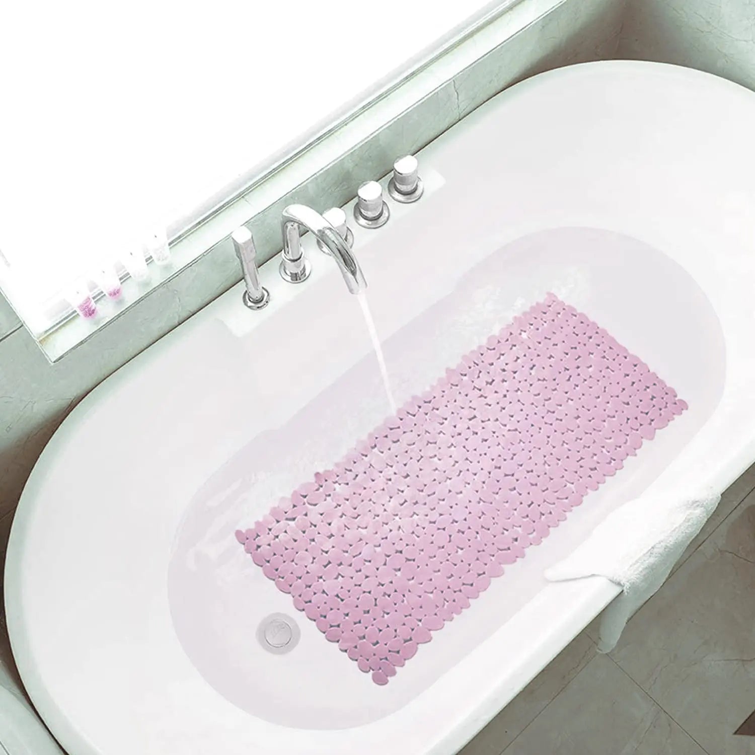 Anti-Slip Mat (Stone Pebble)  for Bathroom Floor 88 x 40 cm (Pink) Pack of 1 LifeKrafts