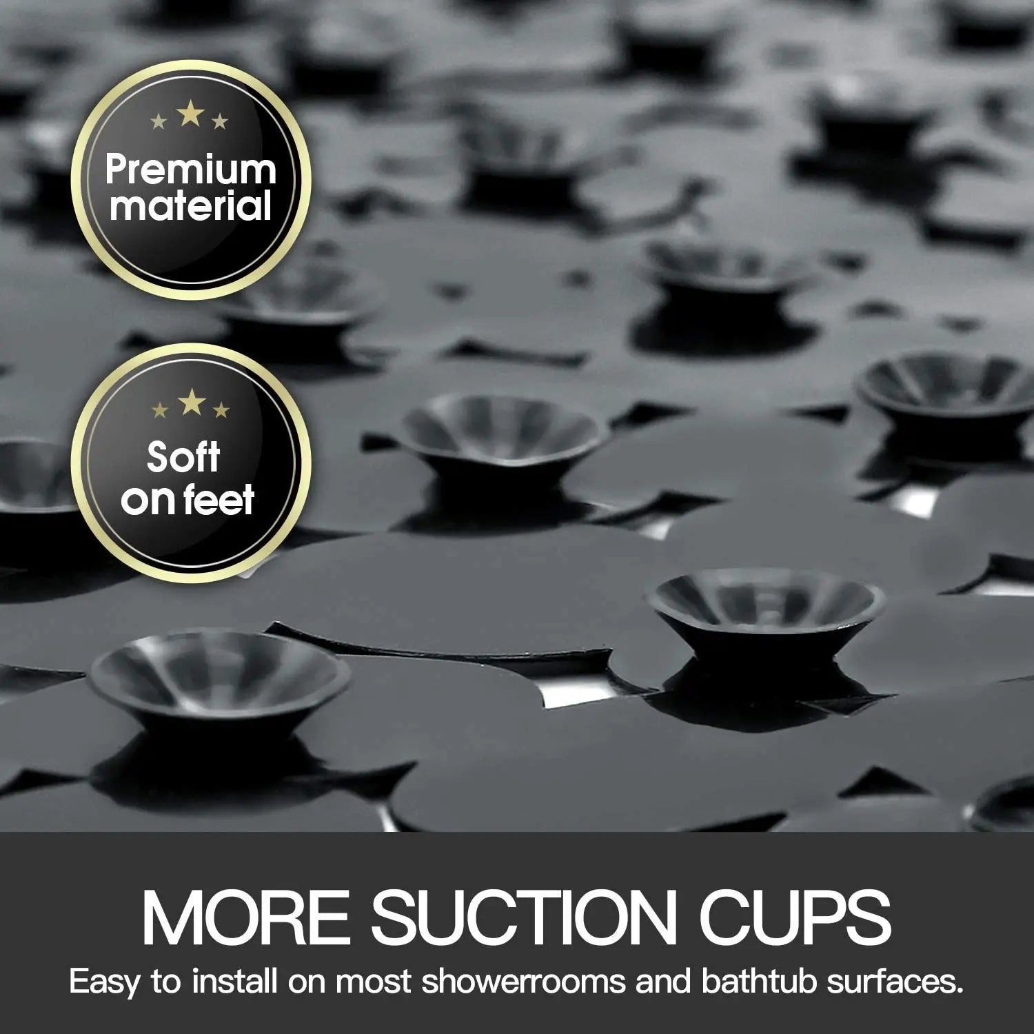 Anti-Slip Mat( Stone pebble design) for Bathroom Floor 88 x 40 cm (Black) Pack of 1 LifeKrafts