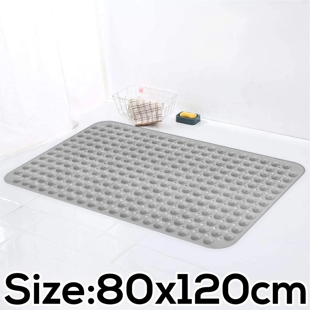 Anti-Slip Shower Mat for Bathroom Floor Grey, 80x120 cm (Accu-Pebble) LifeKrafts