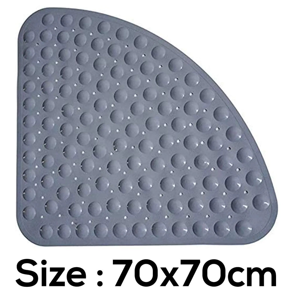 70 x 70 cm grey triangle anti-slip bath mat with soft pebble design