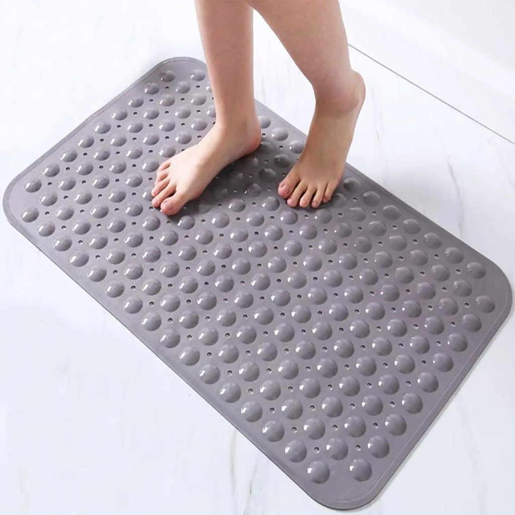 LifeKrafts grey soft pebble anti-slip bath mat for bathroom and shower floors