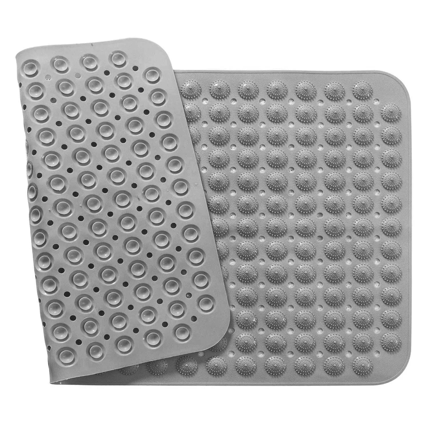 LifeKrafts grey vinyl anti-slip bath mat with Accu-Pebble textured surface