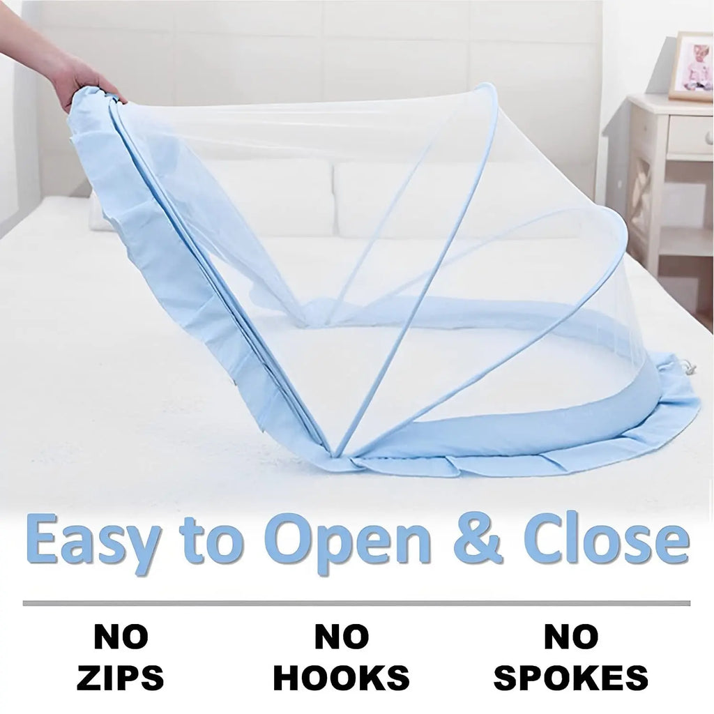 Baby Mosquito Net | Foldable | 135x65x65 cm | Blue | Honey Comb Mesh | LifeKrafts baby Mosquito net LifeKrafts