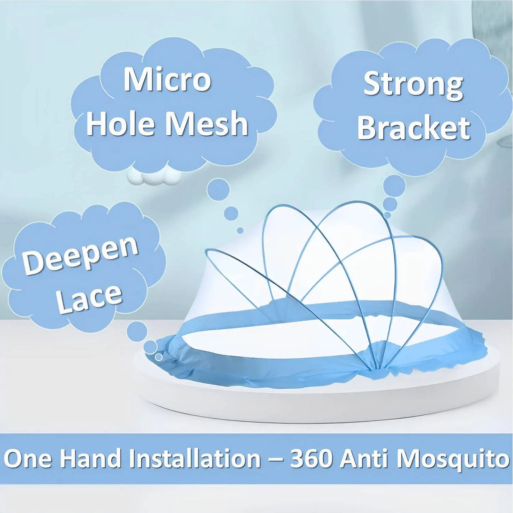Baby Mosquito Net | Foldable | 135x65x65 cm | Blue | Honey Comb Mesh | LifeKrafts baby Mosquito net LifeKrafts