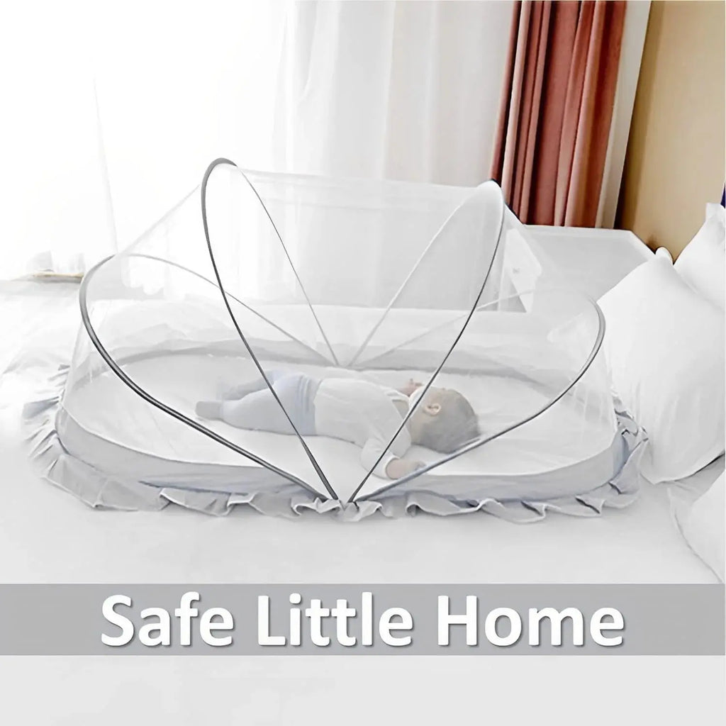 Baby Mosquito Net | Foldable | 135x65x65 cm | Grey | 360 degree protection| LifeKrafts baby mosquito crib net LifeKrafts