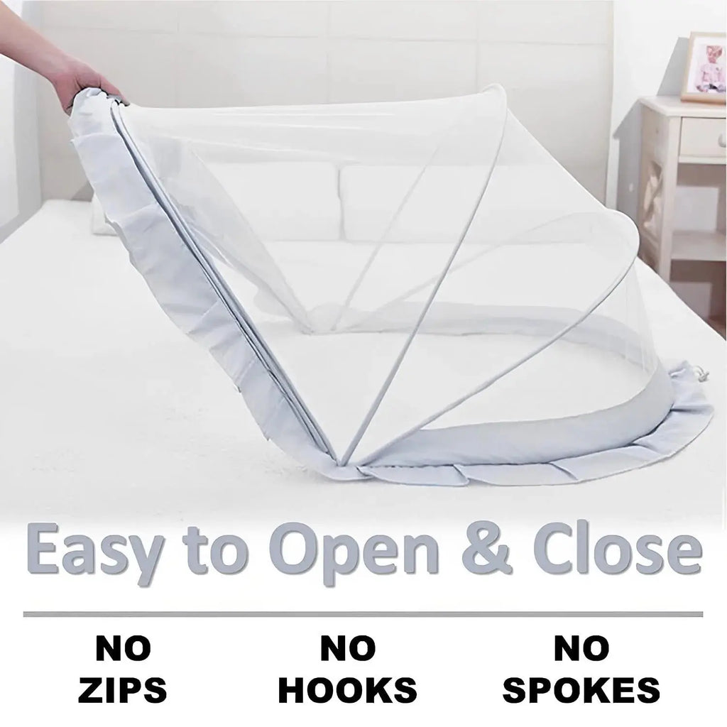 Baby Mosquito Net | Foldable | 135x65x65 cm | Grey | 360 degree protection| LifeKrafts baby mosquito crib net LifeKrafts