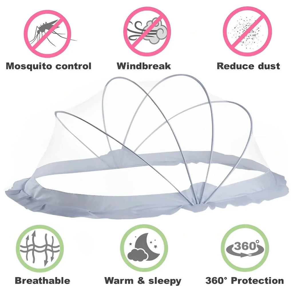 Baby Mosquito Net | Foldable | 135x65x65 cm | Grey | 360 degree protection| LifeKrafts baby mosquito crib net LifeKrafts