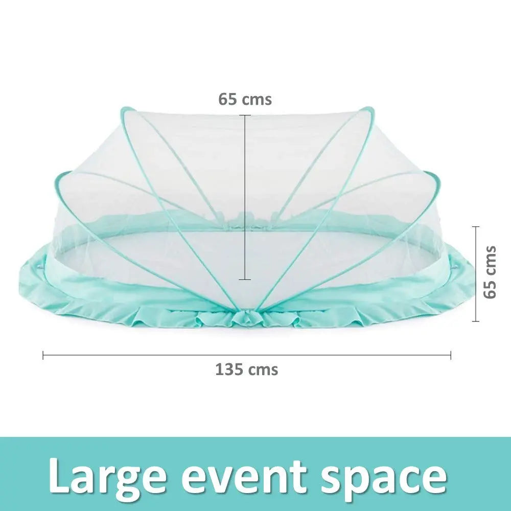 135 x 65 x 65 cm Ocean Green foldable baby mosquito net showing product dimensions