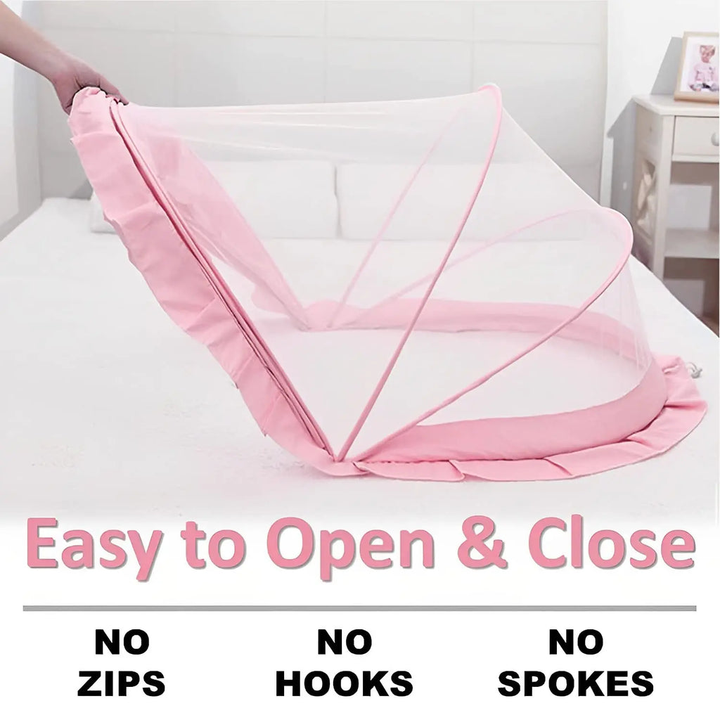 Baby Mosquito Net | Foldable | 135x65x65 cm | Pink | Ingenious Design | LifeKrafts baby Mosquito net LifeKrafts