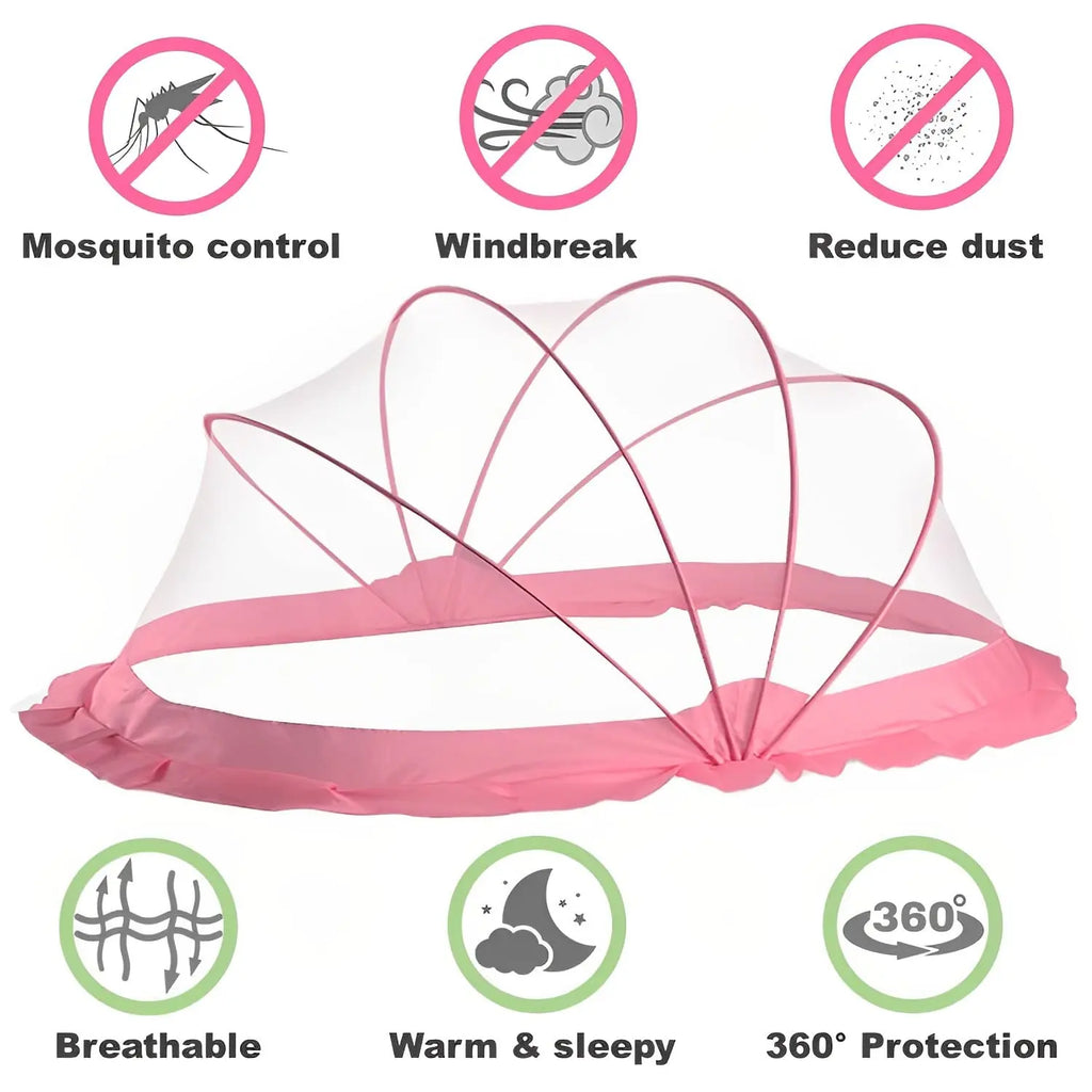 Baby Mosquito Net | Foldable | 135x65x65 cm | Pink | Ingenious Design | LifeKrafts baby Mosquito net LifeKrafts