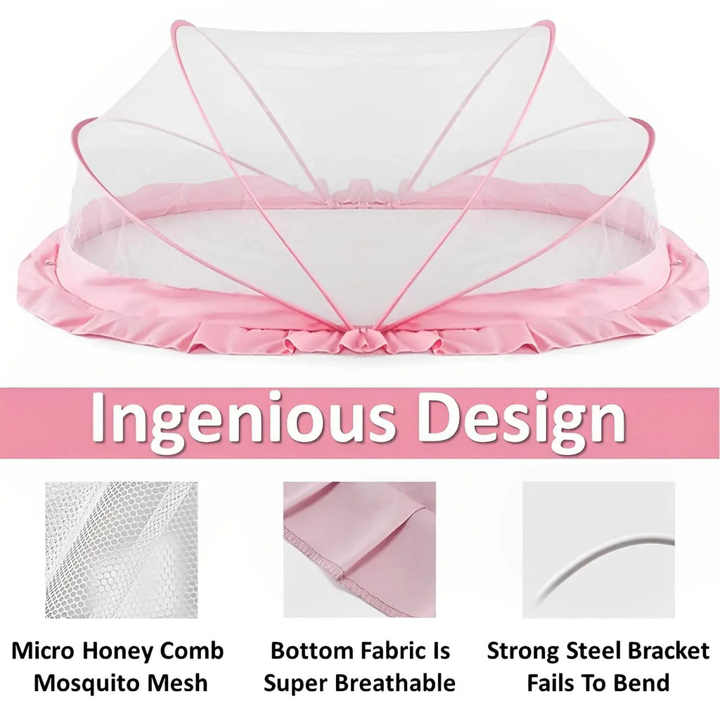 Baby Mosquito Net | Foldable | 135x65x65 cm | Pink | Ingenious Design | LifeKrafts baby Mosquito net LifeKrafts
