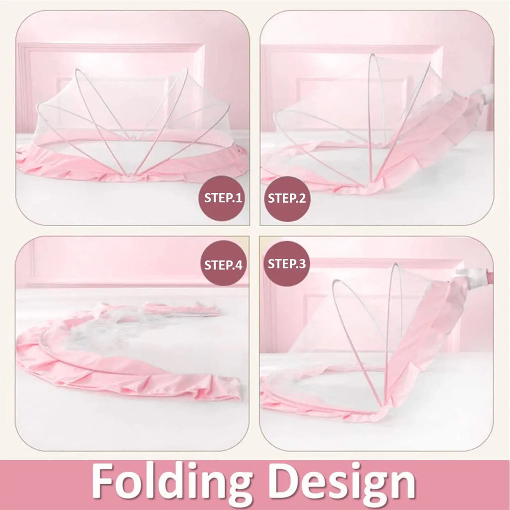 Baby Mosquito Net | Foldable | 135x65x65 cm | Pink | Ingenious Design | LifeKrafts baby Mosquito net LifeKrafts