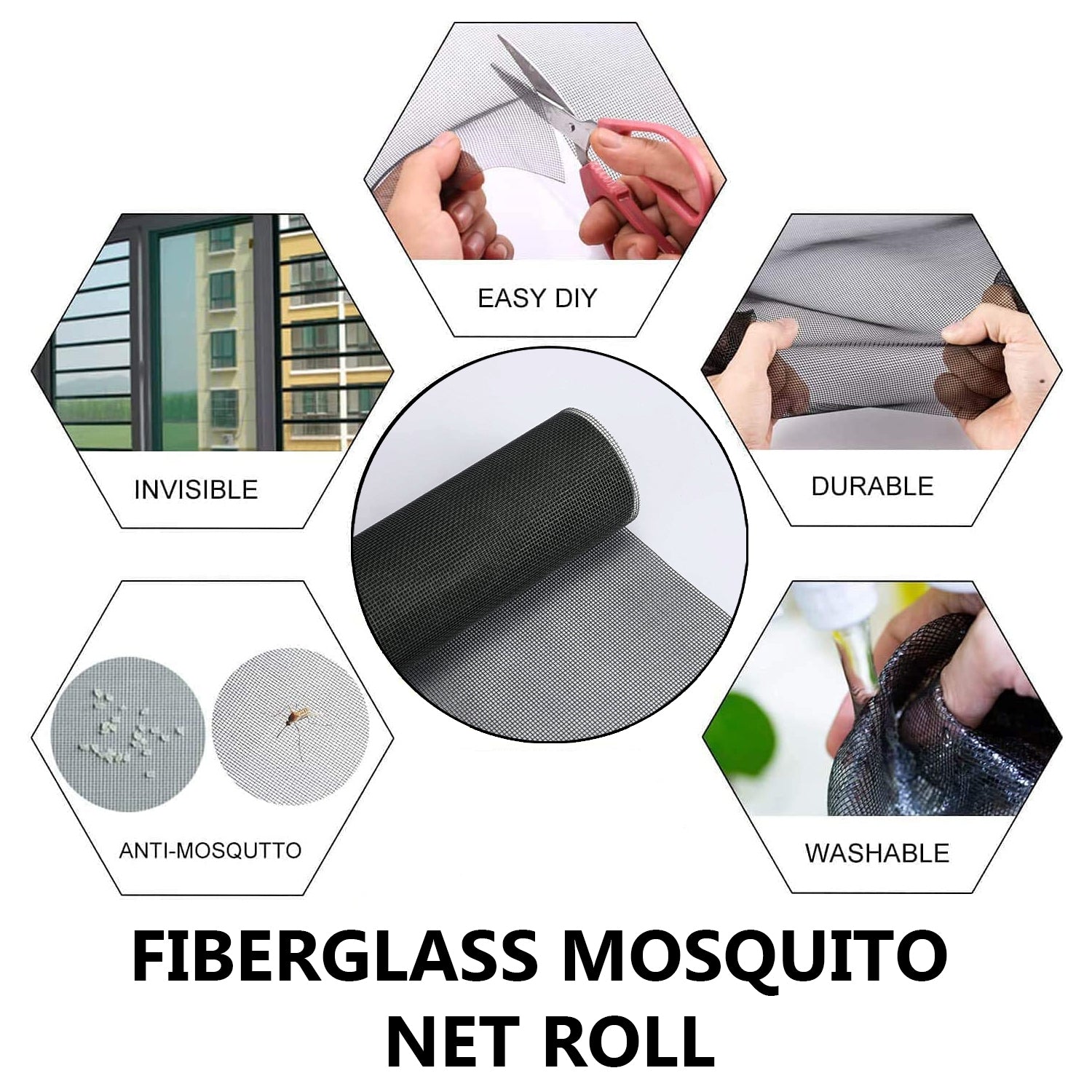 Fiberglass Windows Mosquito Mesh Roll 120 GSM Highly Durable and Best in Class (Black color) LifeKrafts