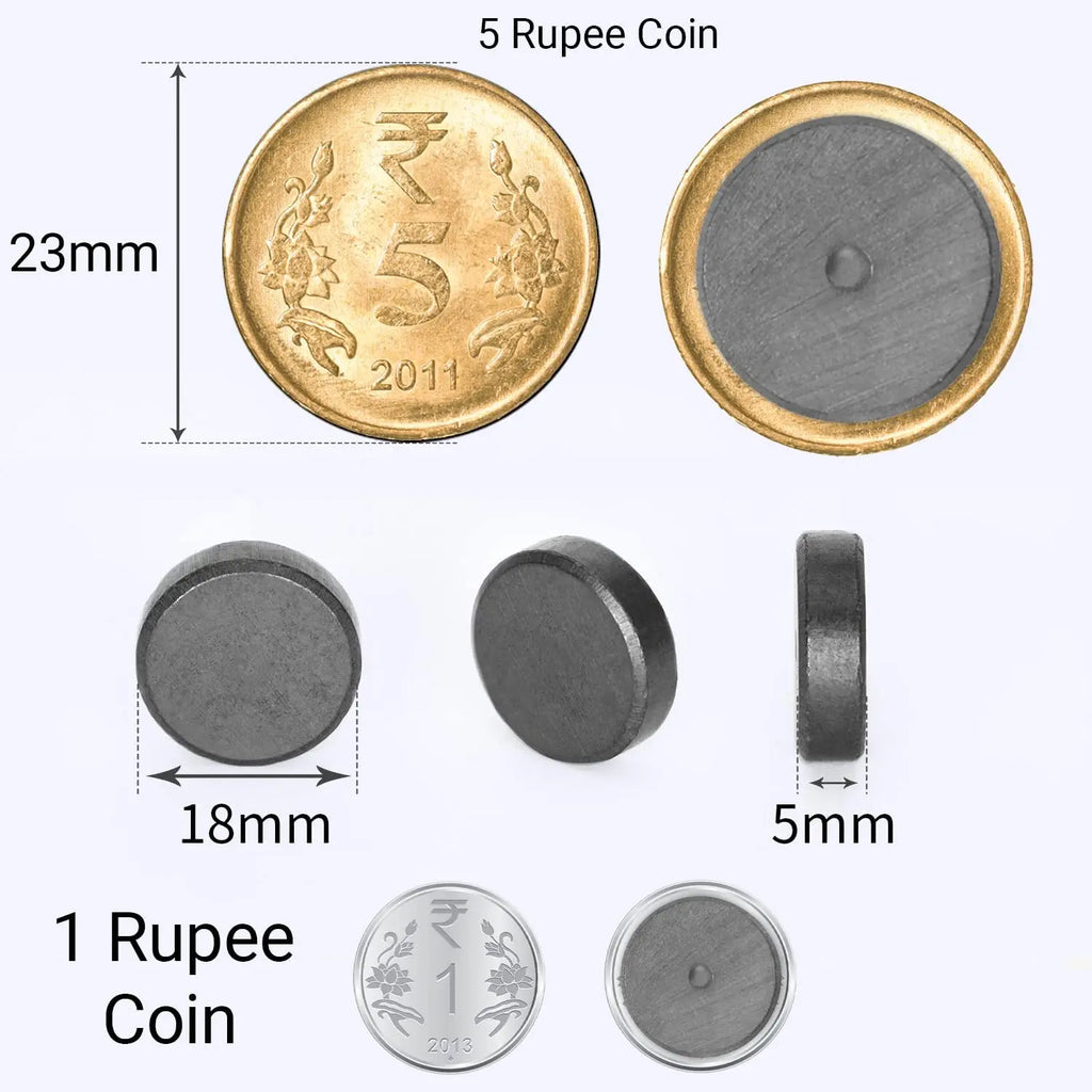 18 x 5 mm ceramic ferrite disc magnet with flat circular design and bevelled edges