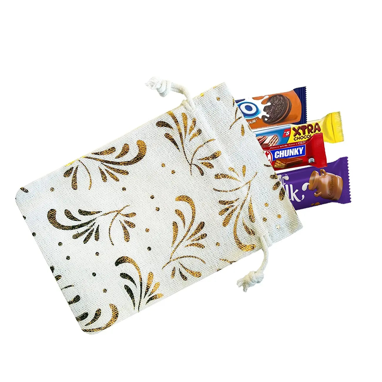 Cotton Printed Drawstring Gift Bags Return Gifts Bags for Festivals, Functions LifeKrafts
