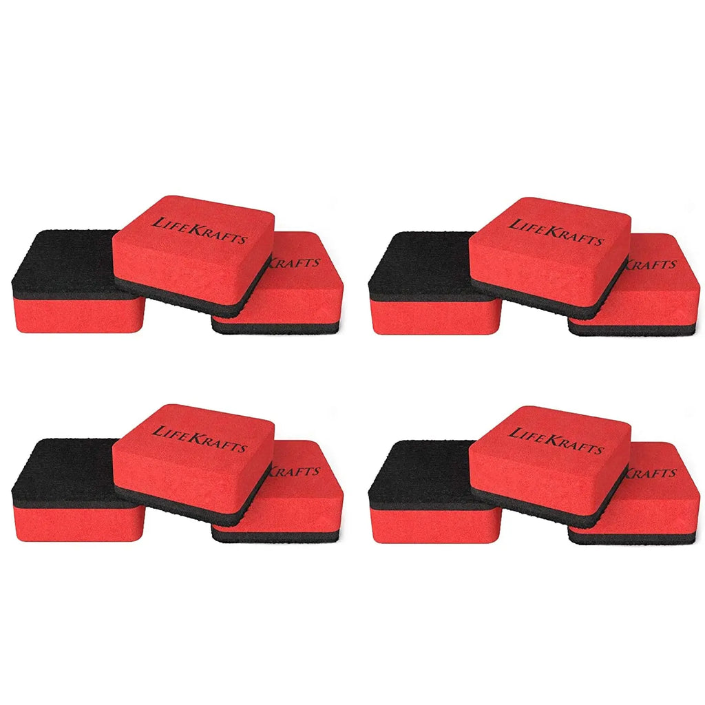LifeKrafts pack of 12 red magnetic dry erase whiteboard erasers with felt surface