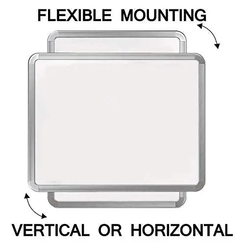 Chrome frame dry erase whiteboard with flexible horizontal and vertical mounting options