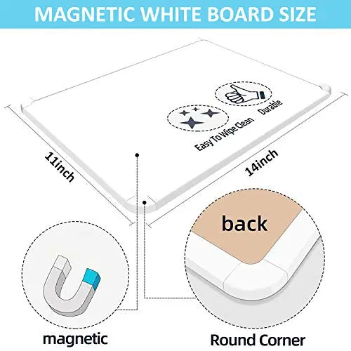 11 x 14 inch magnetic dry erase whiteboard with smooth writing surface and rounded corners