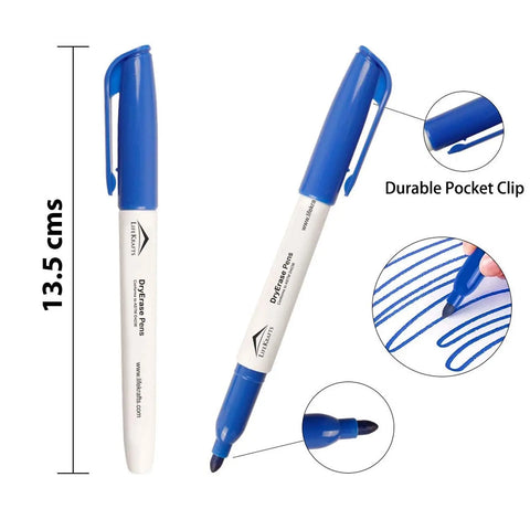 LifeKrafts dry erase marker pens in black blue red and green with whiteboard eraser