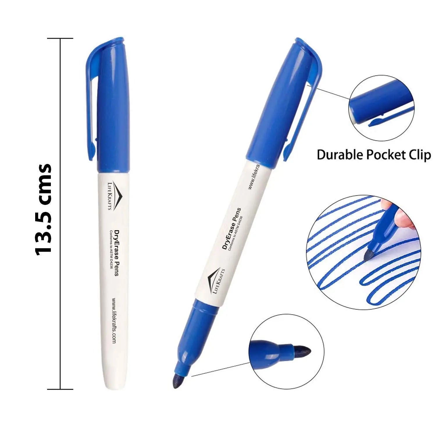 Dry Erase Marker Pens -includes Black, Blue, Red, Green, Perfect for writing on Whiteboards LifeKrafts