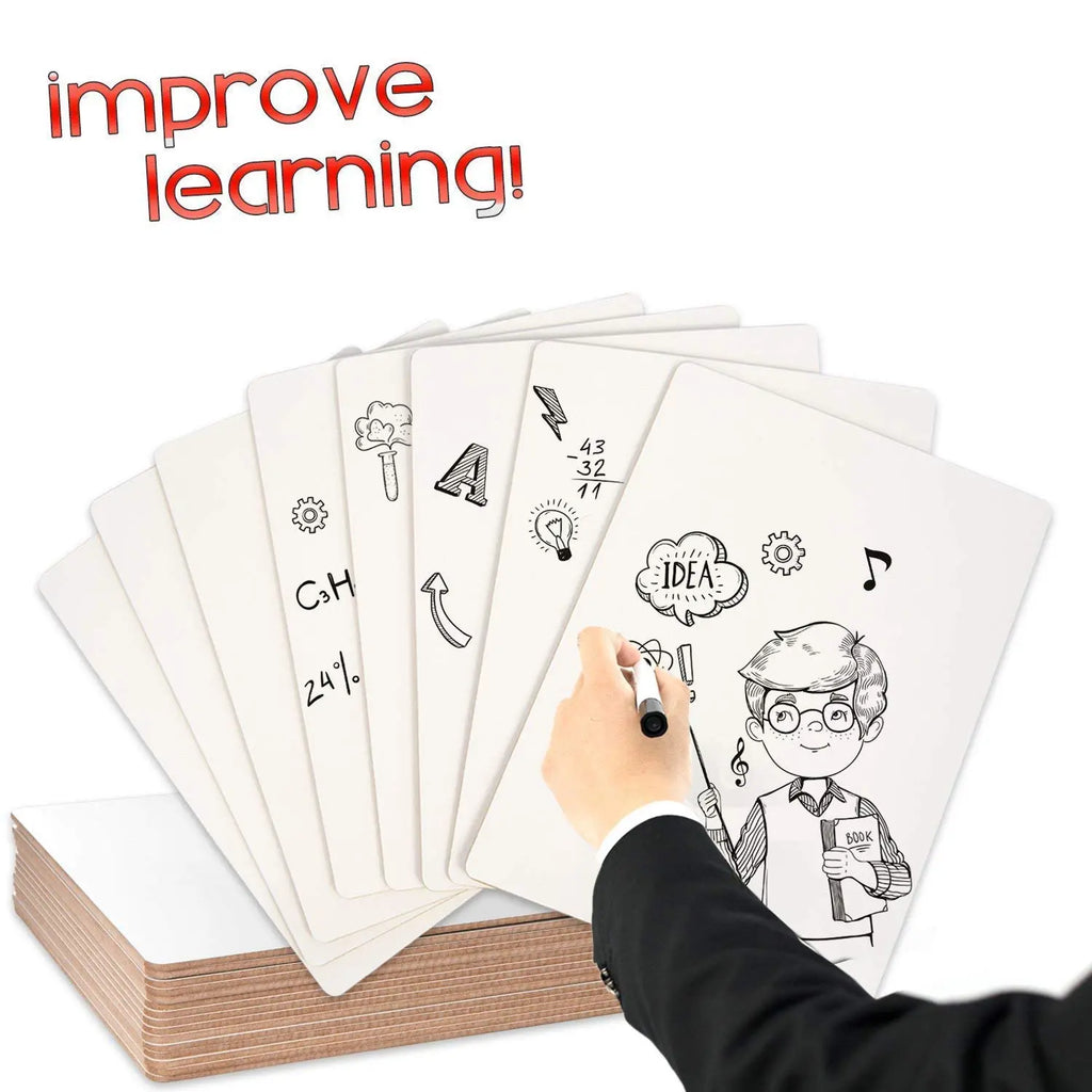 Reusable dry erase lapboards for classroom learning, writing, drawing and educational activities