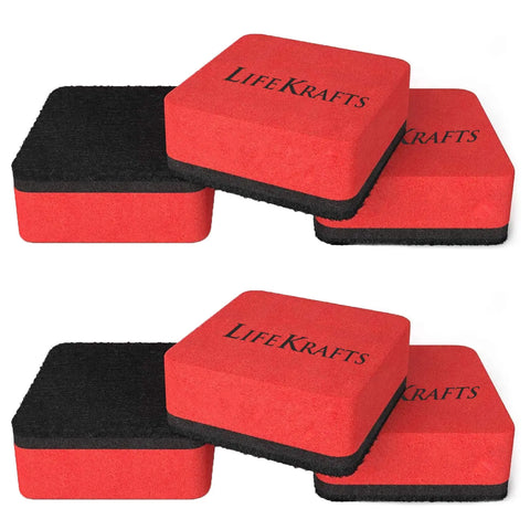 LifeKrafts red dry erase magnetic whiteboard erasers with black felt cleaning surface