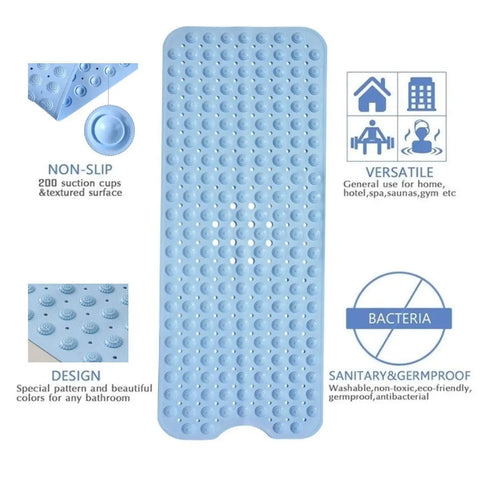 Experia Anti Slip Bath Mat with Suction Cup - 100 X 40 CM (Blue Color with Accu Pebble) Bath Mats & Rugs LifeKrafts
