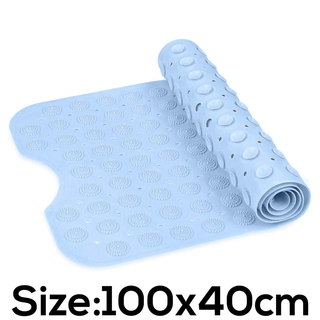 Experia Anti Slip Bath Mat with Suction Cup - 100 X 40 CM (Blue Color with Accu Pebble) Bath Mats & Rugs LifeKrafts