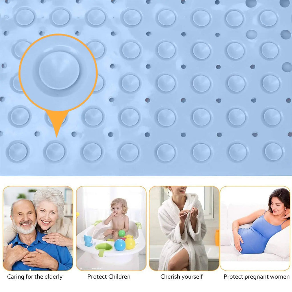Experia Anti Slip Bath Mat with Suction Cup - 100 X 40 CM (Blue Color with Accu Pebble) Bath Mats & Rugs LifeKrafts