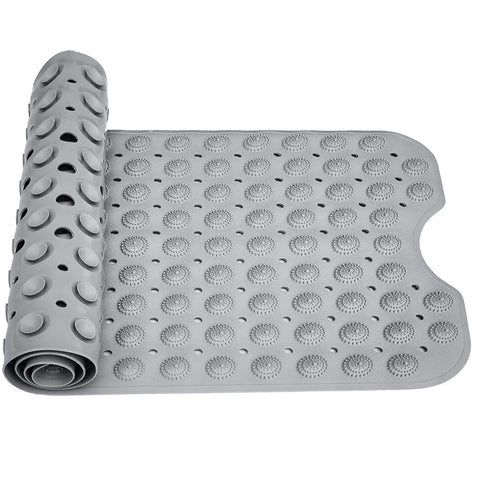 LifeKrafts grey Accu Pebble anti-slip bath mat with drainage holes and suction cups