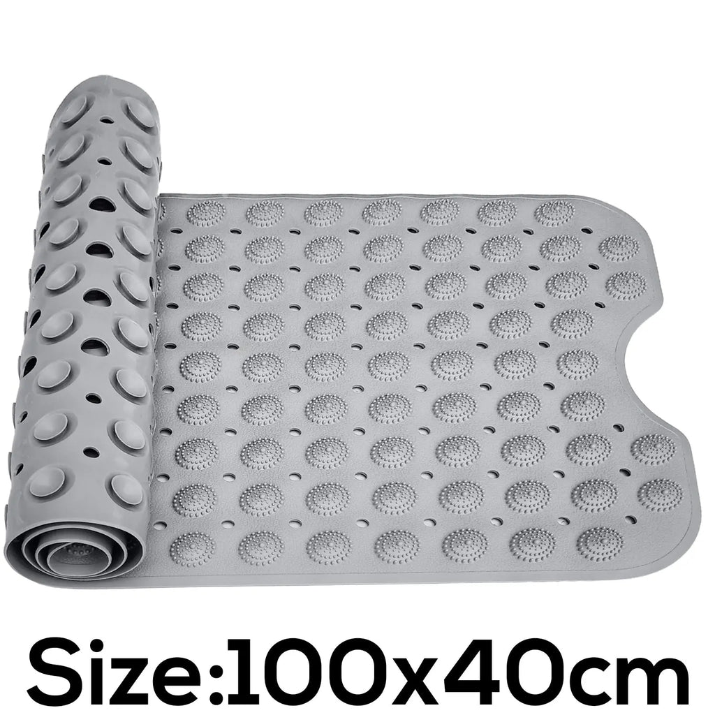 LifeKrafts grey Accu Pebble anti-slip bath mat 100 x 40 cm with suction cups