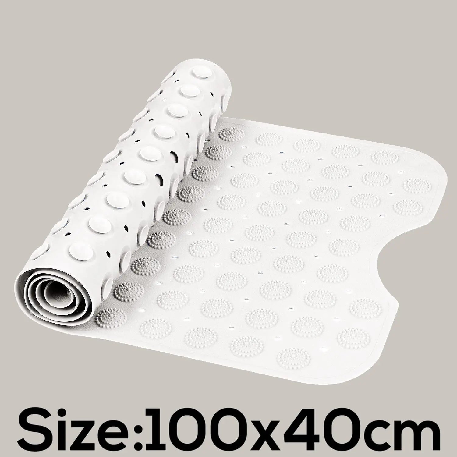 Experia Anti Slip Bath Mat with Suction Cup - 100*40 cm (White Color with Accu Pebble) LifeKrafts