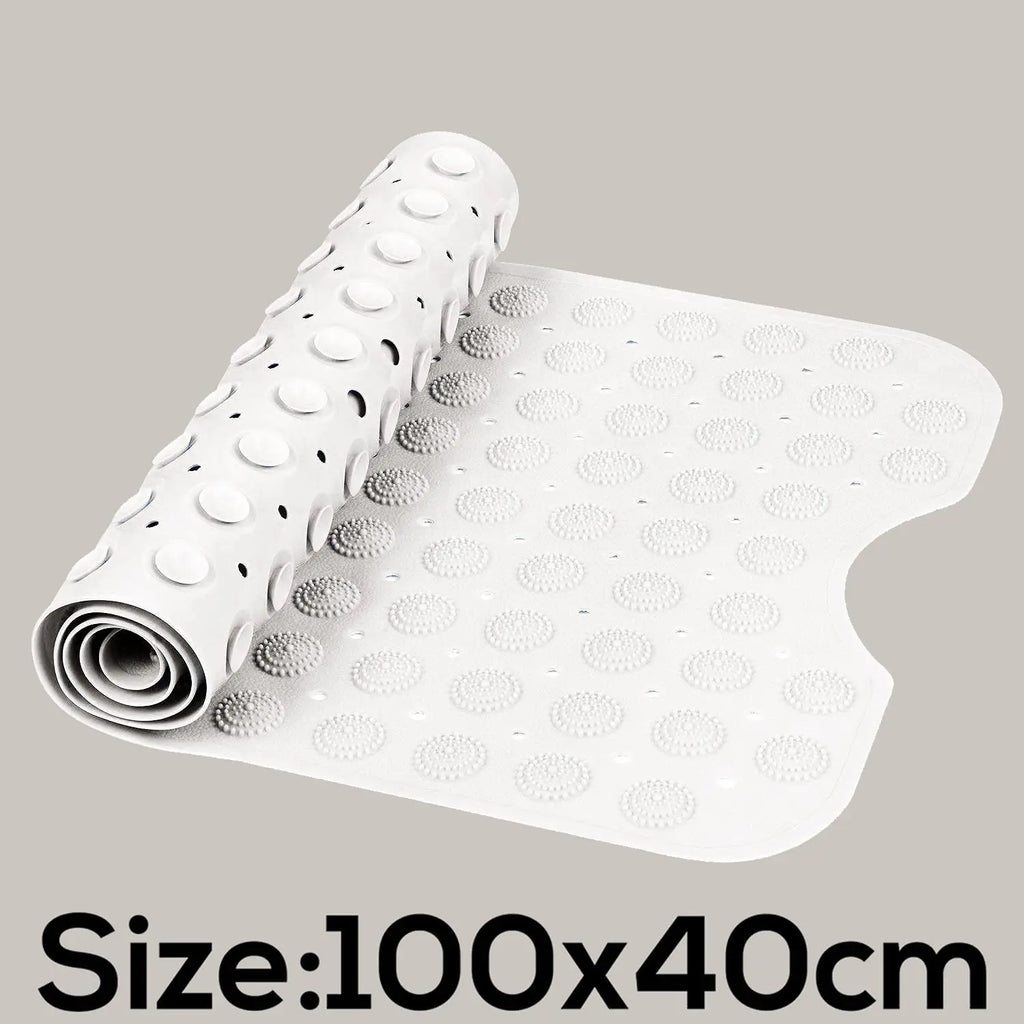 Experia Anti Slip Bath Mat with Suction Cup - 100*40 cm (White Color with Accu Pebble) Bath mats LifeKrafts