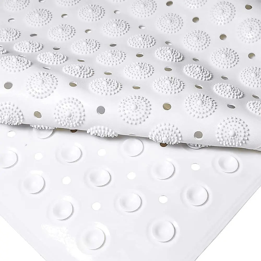 Experia Anti Slip Bath Mat with Suction Cup - 100*40 cm (White Color with Accu Pebble) LifeKrafts